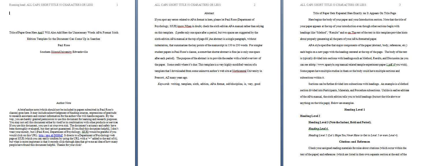 009 Apa Format Essay Template Example Paper ~ Thatsnotus In Apa Template For Word 2010