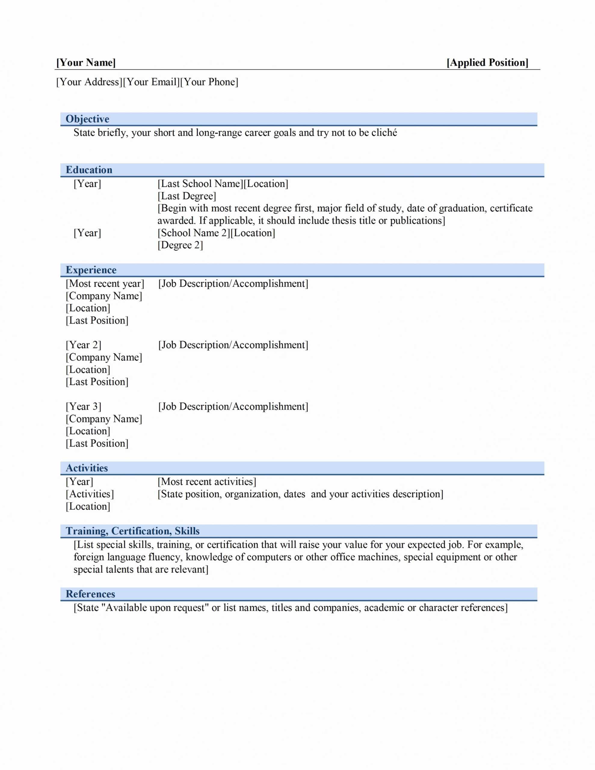 12 Resume Template On Microsoft Word Free Basic Templates With Free Basic Resume Templates Microsoft Word