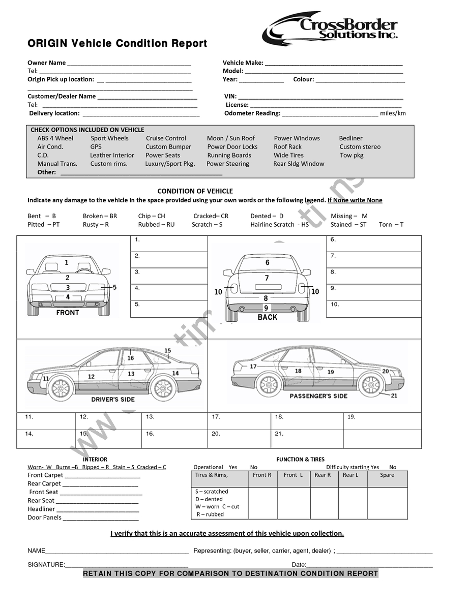 12+ Vehicle Condition Report Templates - Word Excel Samples Throughout Truck Condition Report Template