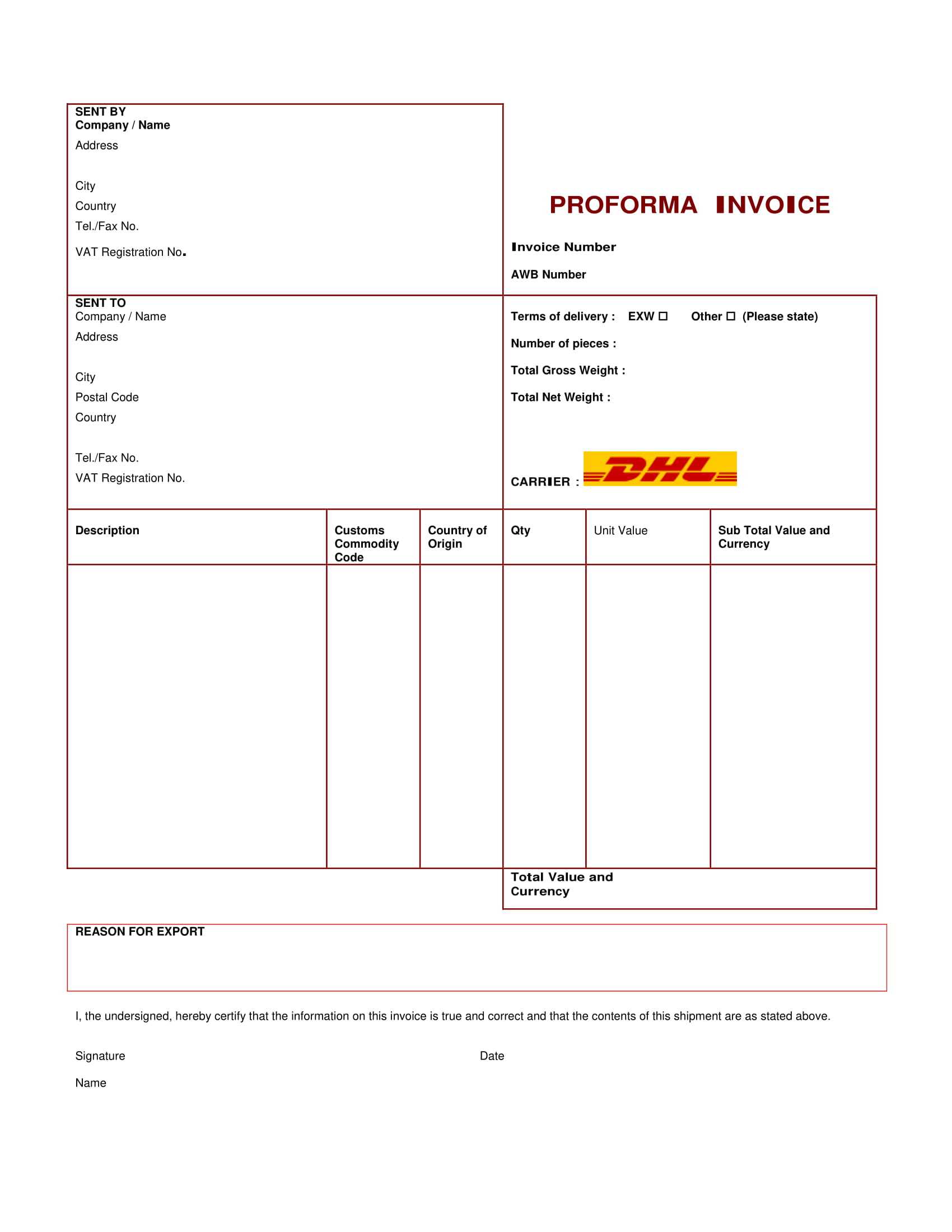 13+ Pro Forma Invoice Examples – Pdf, Word | Examples Throughout Free Proforma Invoice Template Word