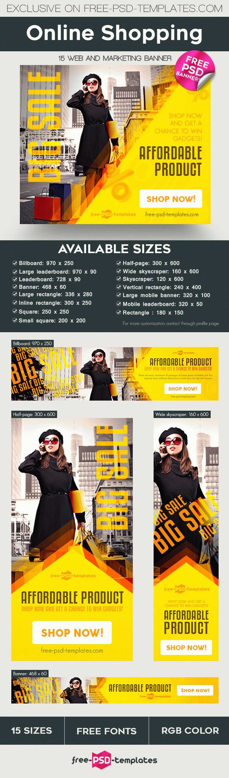 15 Free Online Shopping Banner In Psd | Free Psd Templates With Regard To Free Online Banner Templates