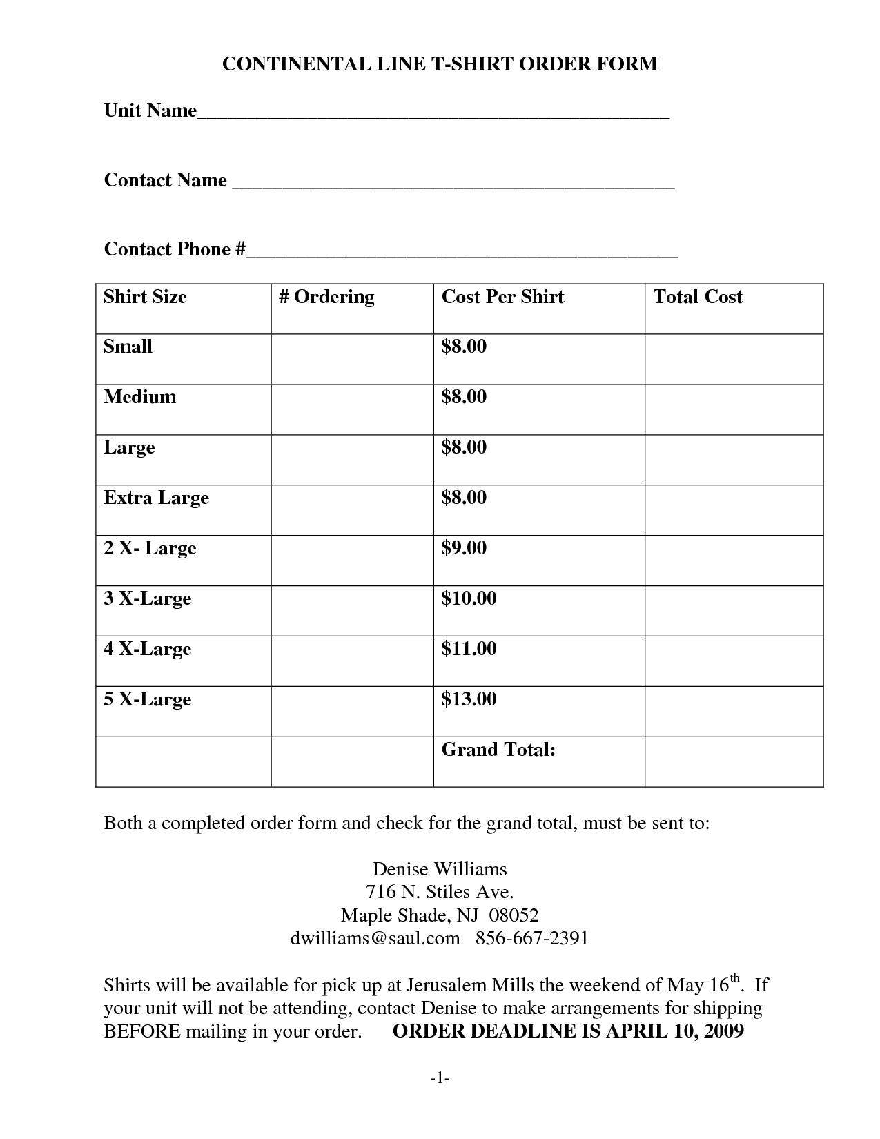 18 Free Template For Shirt Orders Images – Free T Shirt Pertaining To Blank T Shirt Order Form Template