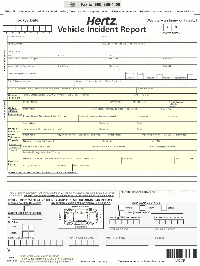 2015 2020 Form Accr 701012 Fill Online, Printable, Fillable Regarding Vehicle Accident Report Form Template