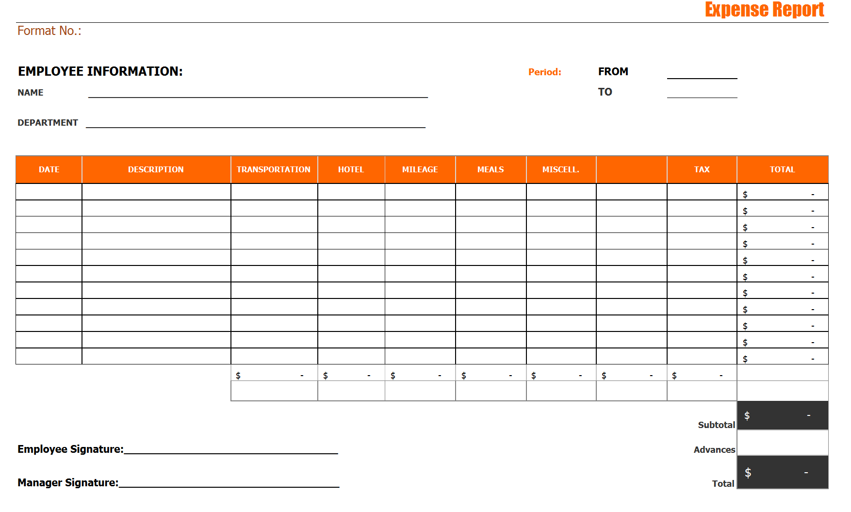 28+ Expense Report Templates – Word Excel Formats For Expense Report Spreadsheet Template
