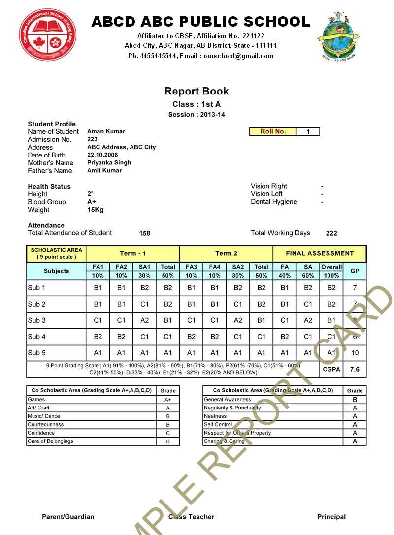 28+ [ Nursery Report Card Sample ] | 6 Kindergarten Report Throughout Report Card Format Template