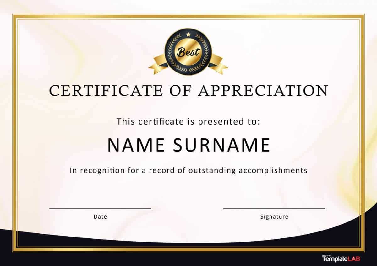 30 Free Certificate Of Appreciation Templates And Letters With Regard To Certificate Templates For Word Free Downloads