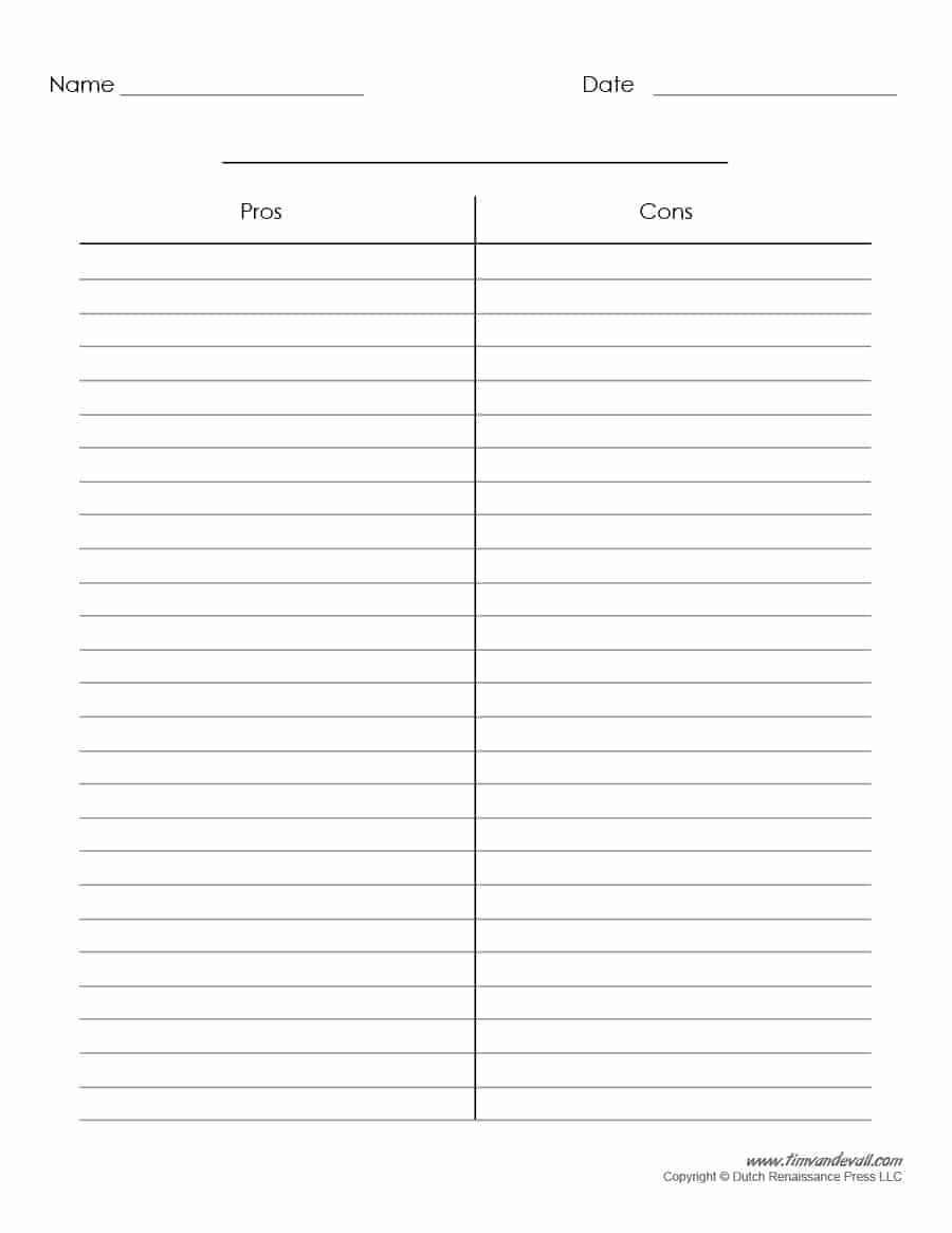 30 Printable T Chart Templates & Examples – Template Archive Regarding Blank Table Of Contents Template