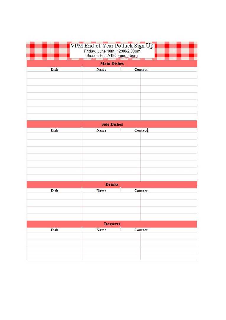 38 Best Potluck Sign Up Sheets (For Any Occasion) ᐅ Templatelab In Free Sign Up Sheet Template Word