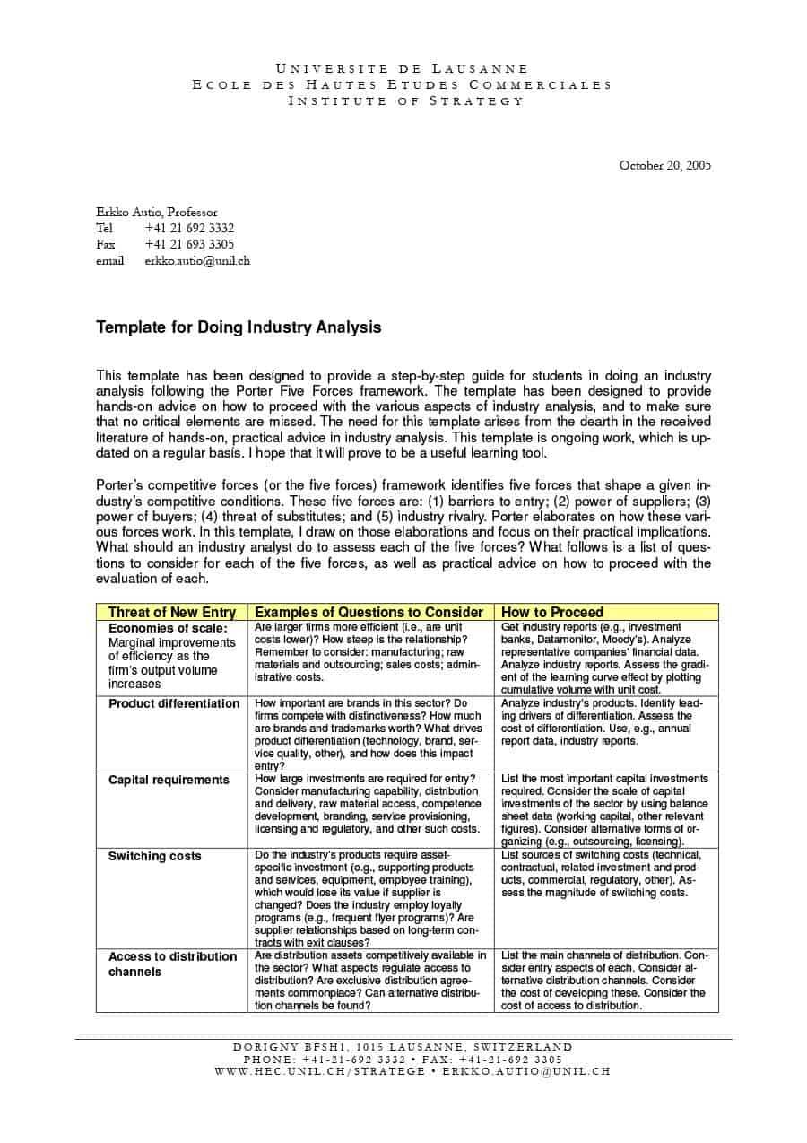 39 Free Industry Analysis Examples & Templates ᐅ Templatelab For Strategic Analysis Report Template