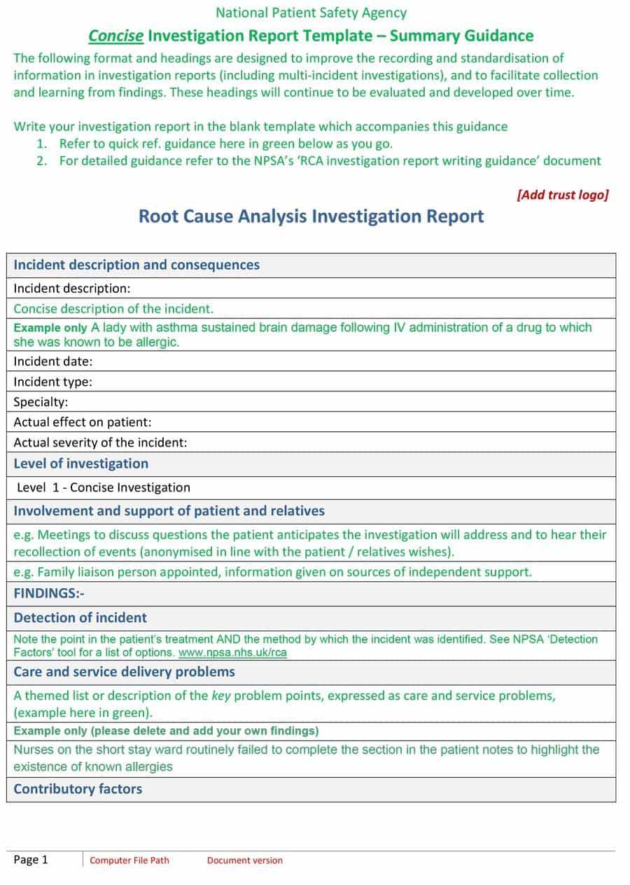 40+ Effective Root Cause Analysis Templates, Forms & Examples Within Failure Investigation Report Template
