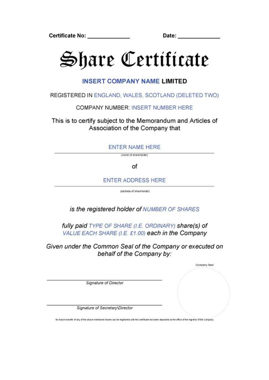 40+ Free Stock Certificate Templates (Word, Pdf) ᐅ Templatelab For Blank Share Certificate Template Free