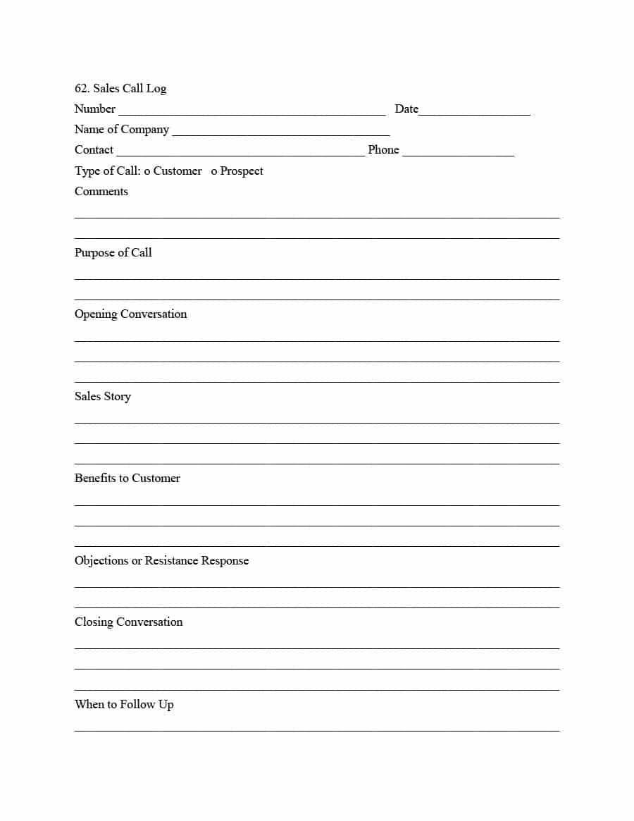 40+ Printable Call Log Templates In Microsoft Word And Excel Within Sales Call Report Template Free