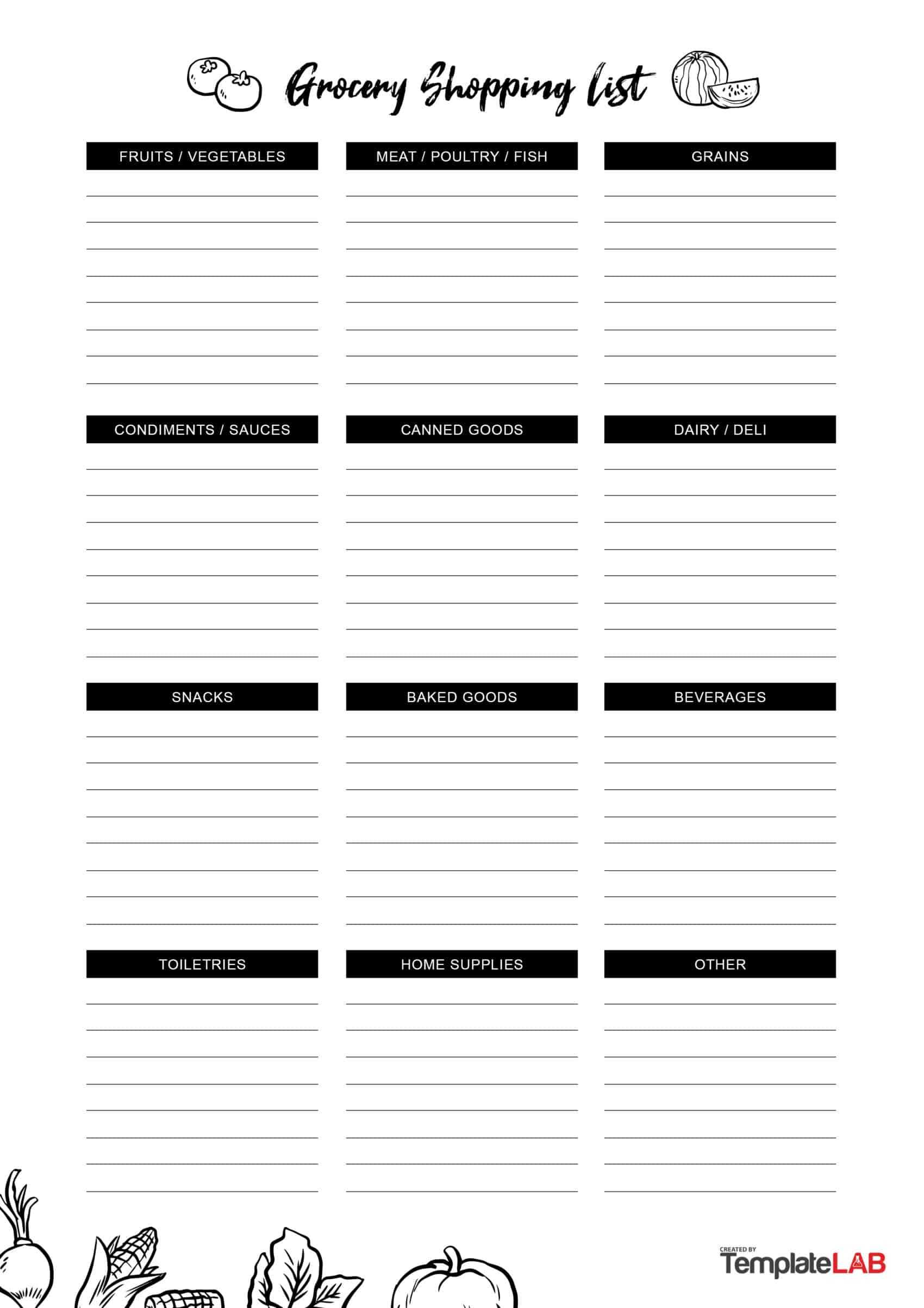 40+ Printable Grocery List Templates (Shopping List) ᐅ With Regard To Blank Grocery Shopping List Template