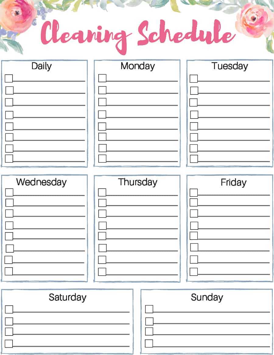 40 Printable House Cleaning Checklist Templates ᐅ Templatelab With Blank Cleaning Schedule Template