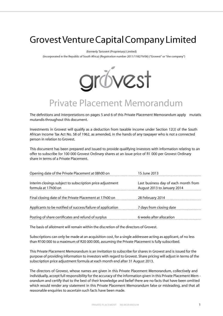 40 Private Placement Memorandum Templates [Word, Pdf] Pertaining To Memo Template Word 2013