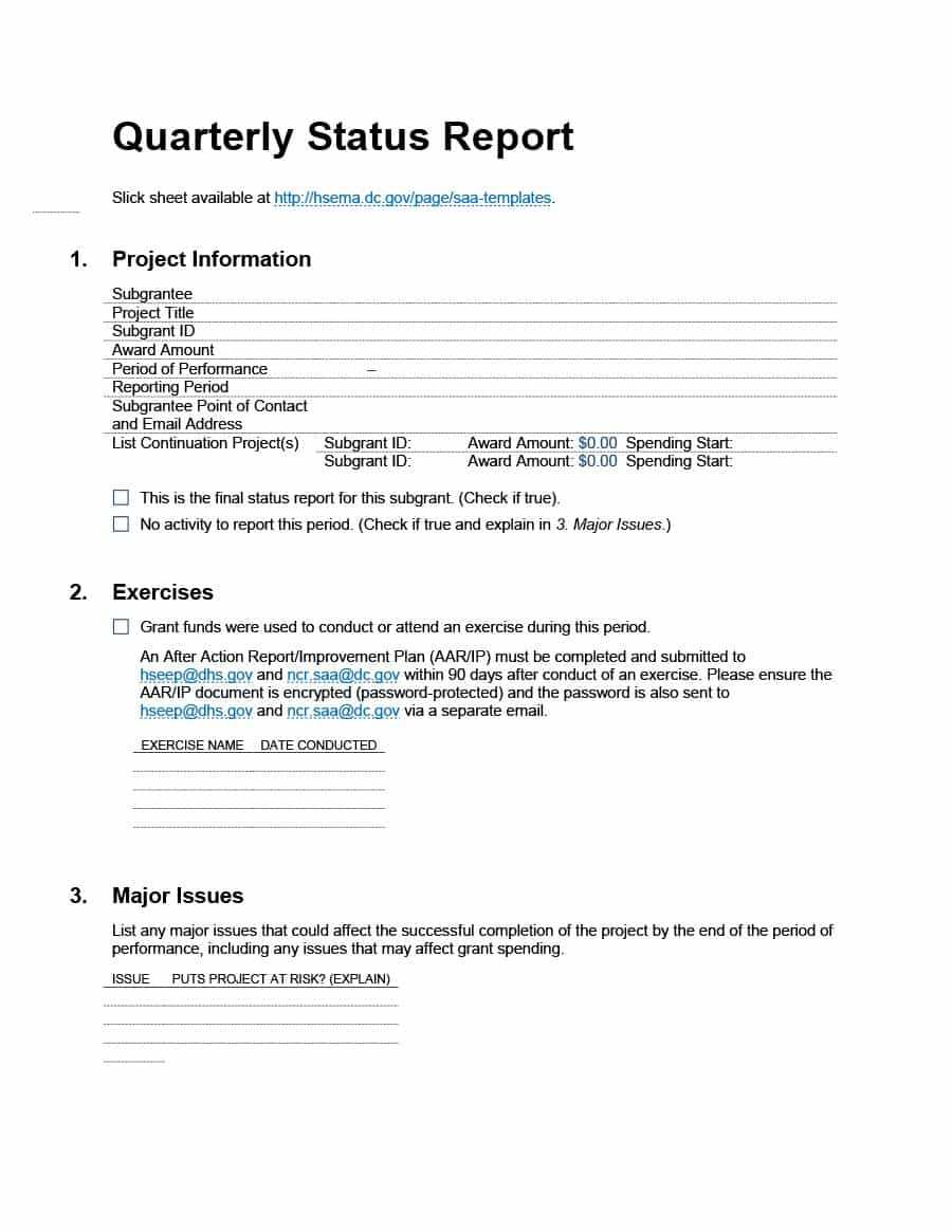 40+ Project Status Report Templates [Word, Excel, Ppt] ᐅ Pertaining To Quarterly Status Report Template