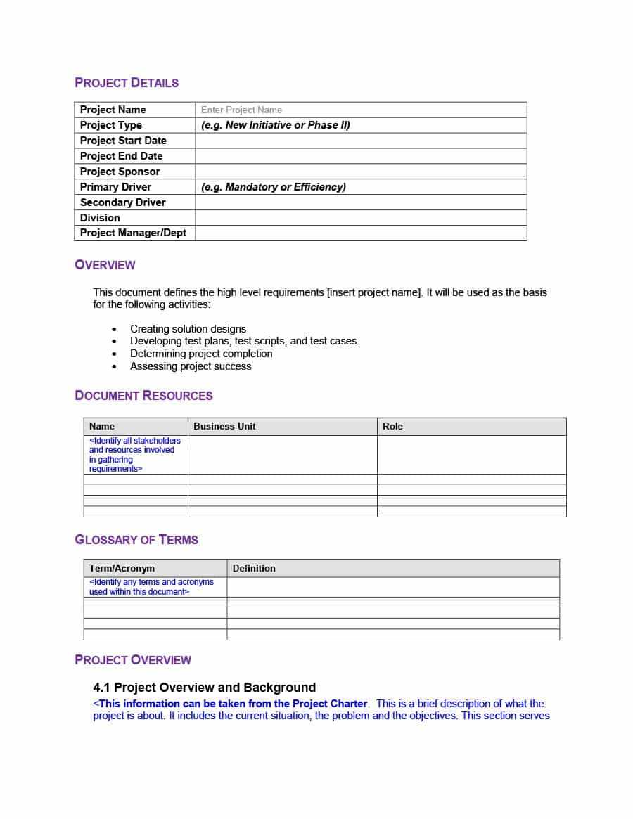 40+ Simple Business Requirements Document Templates ᐅ Regarding Report Specification Template