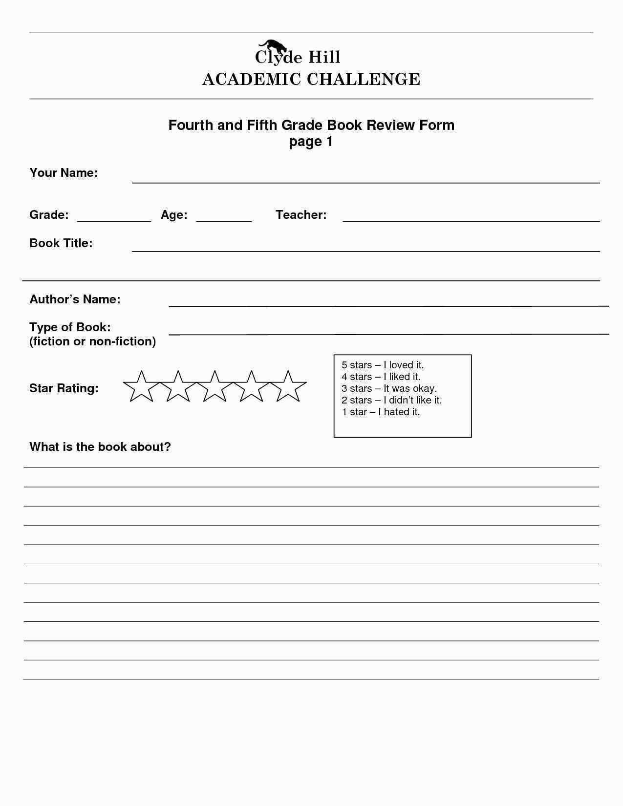4Th Grade Book Report Worksheets | Printable Worksheets And For Book Report Template Grade 1