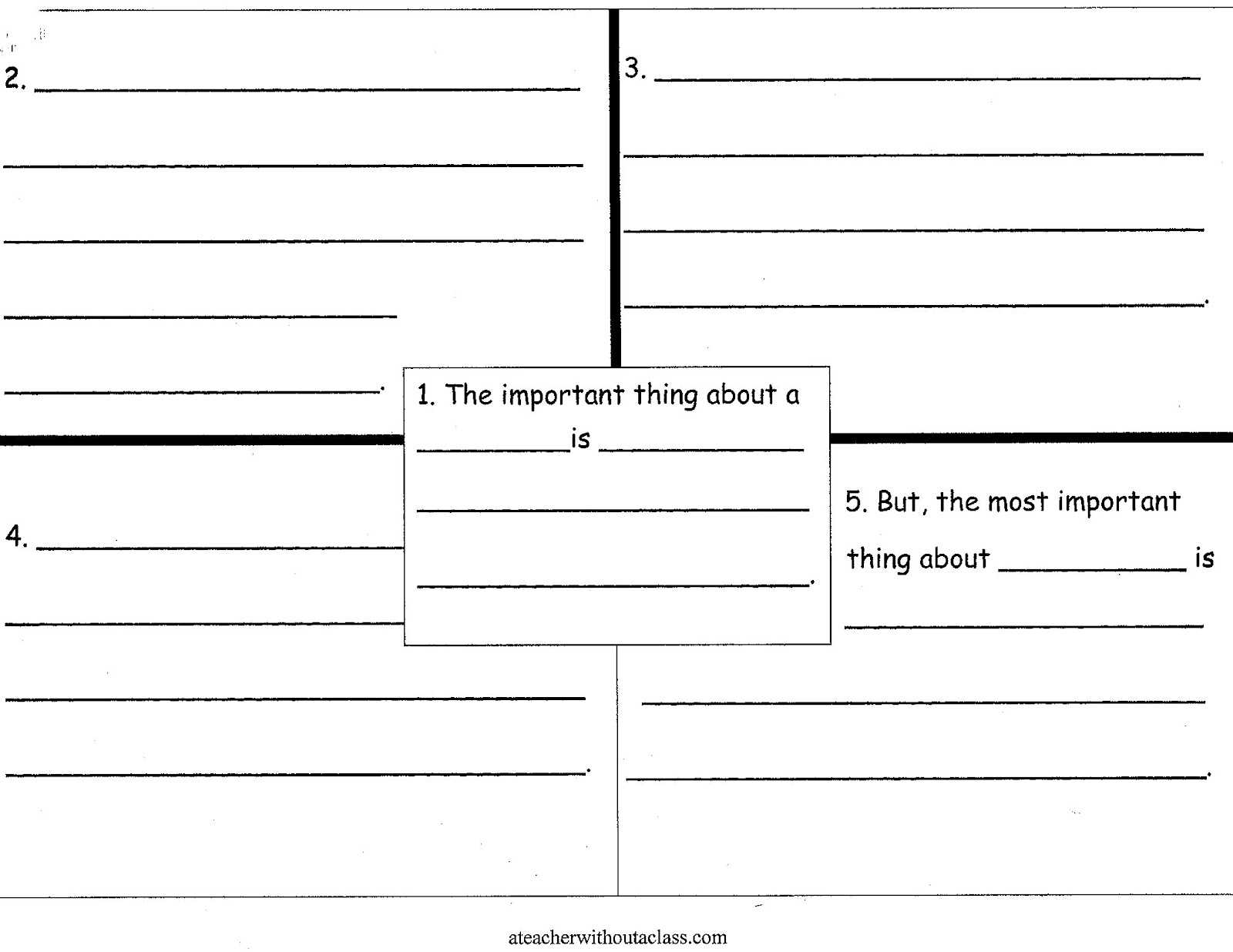 5 Best Images Of The Important Book Printables - The Pertaining To Blank Four Square Writing Template