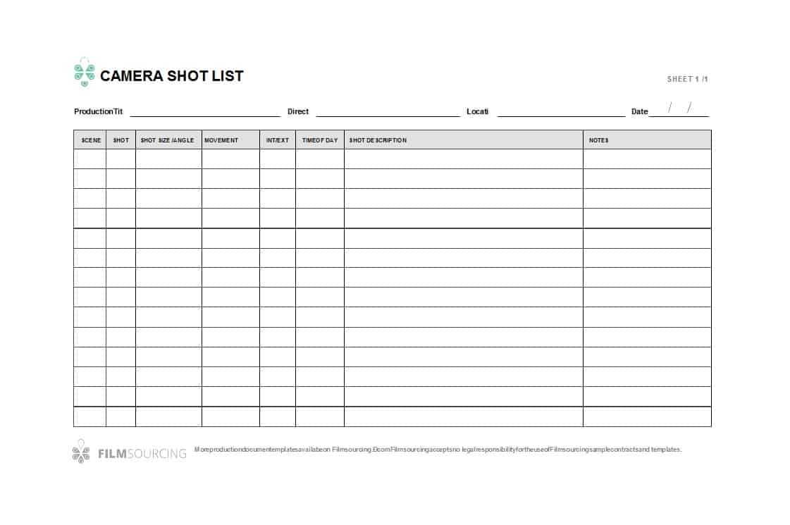 50 Handy Shot List Templates [Film & Photography] ᐅ Templatelab Pertaining To Shooting Script Template Word