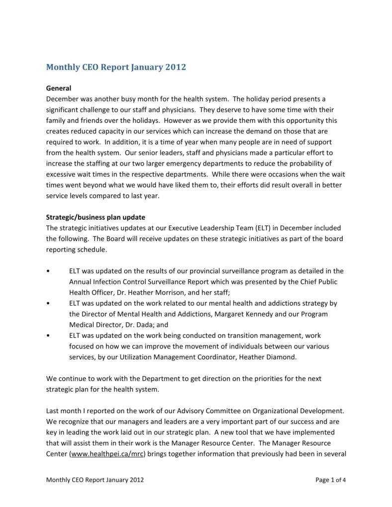 6+ Ceo Report Templates - Pdf | Free & Premium Templates Intended For Monthly Board Report Template