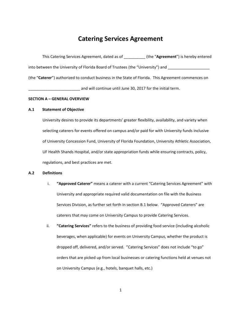 6+ Food Service Contract Templates – Pdf, Word | Free Inside Catering Contract Template Word