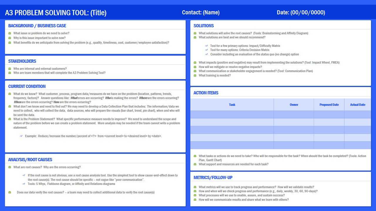 A3 Root Cause Analysis Powerpoint Template With A3 Report Template