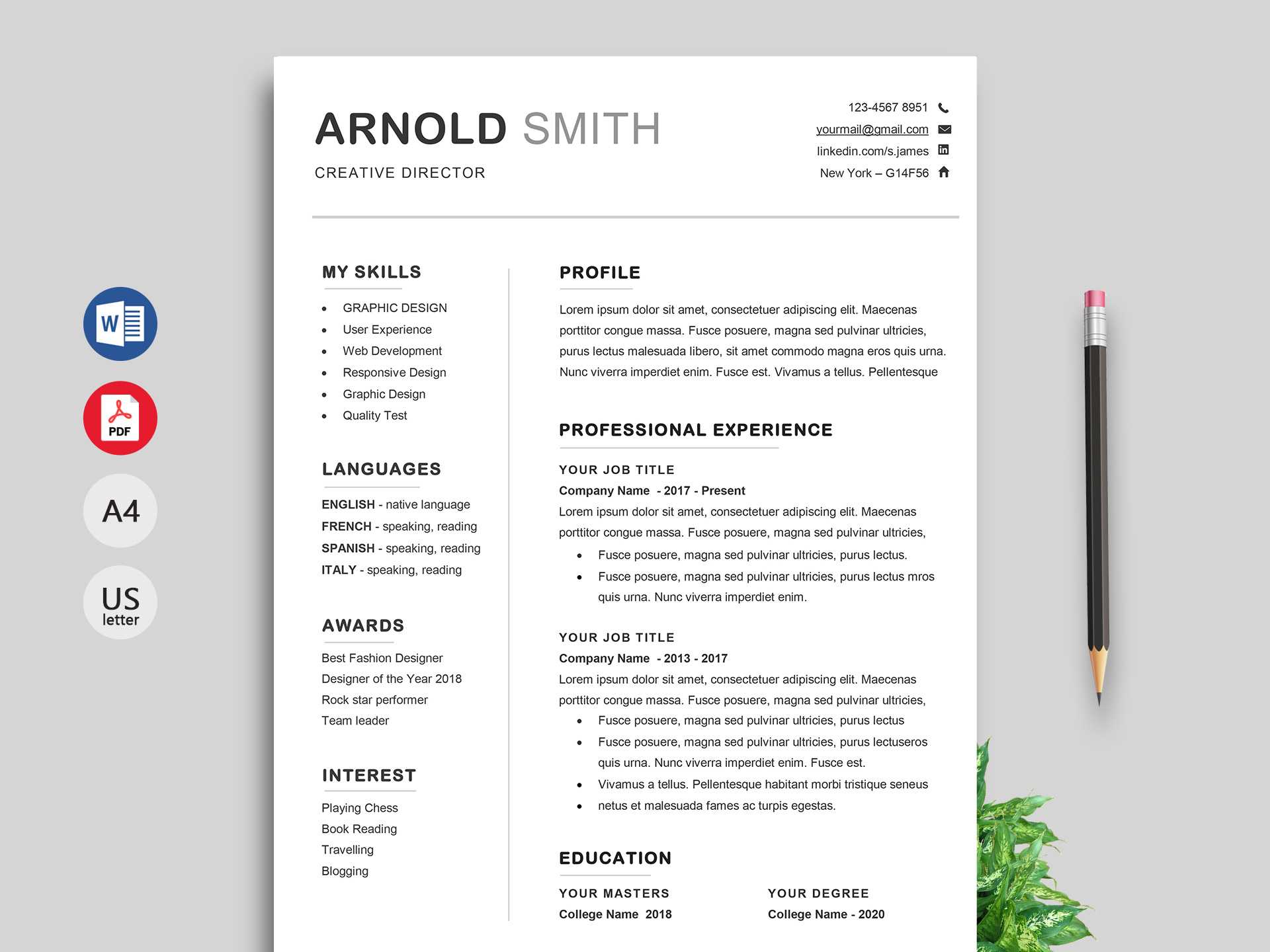 Ace Classic Cv Template Word – Resumekraft For Microsoft Word Resume Template Free
