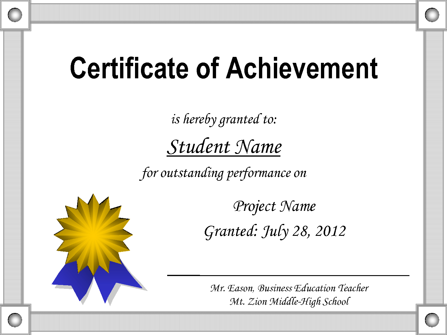 Achievement Certificates Templates - Falep.midnightpig.co Inside Blank Certificate Of Achievement Template