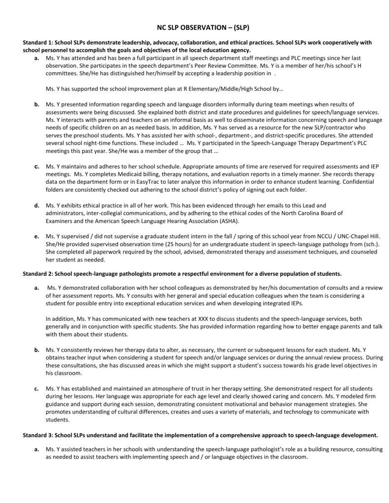 Add Info Obs. Template – Department Of Communication Sciences For Speech And Language Report Template