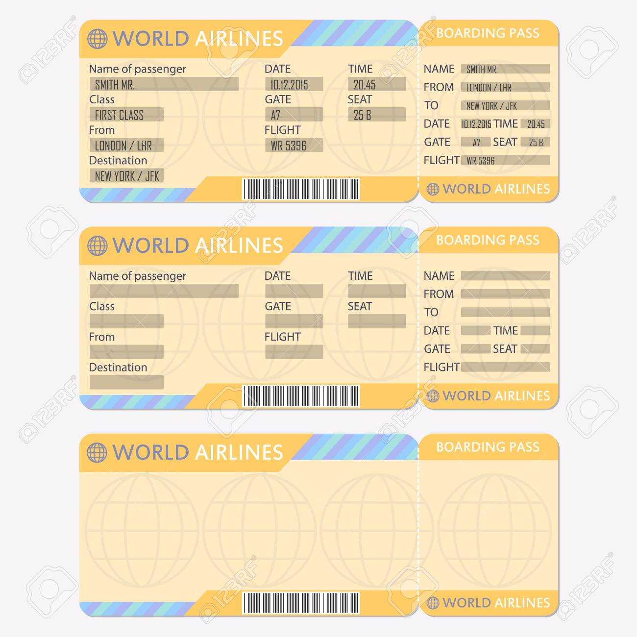 Airline Ticket Template – Calep.midnightpig.co Within Plane Ticket Template Word