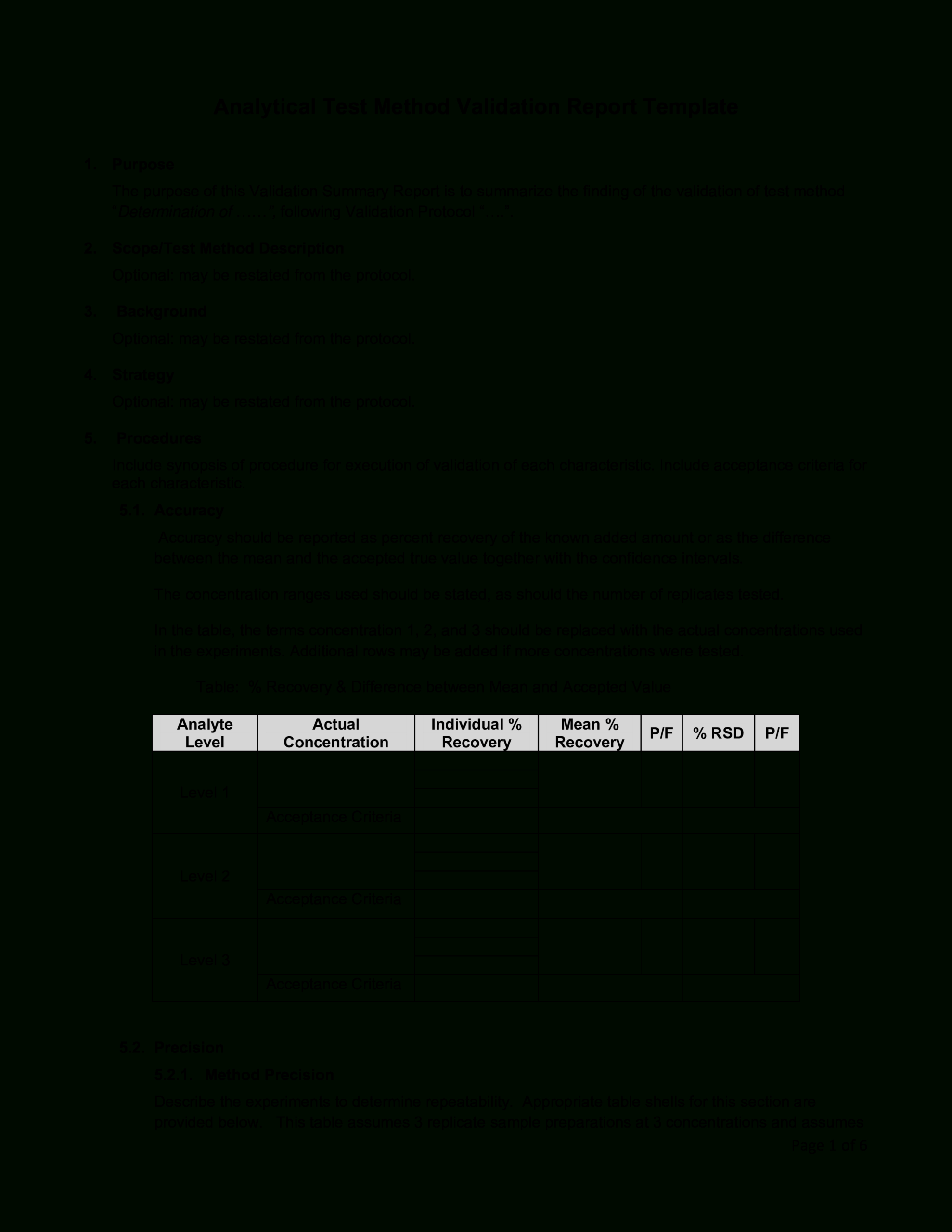 Analytical Test Method | Templates At Allbusinesstemplates Within Analytical Report Template