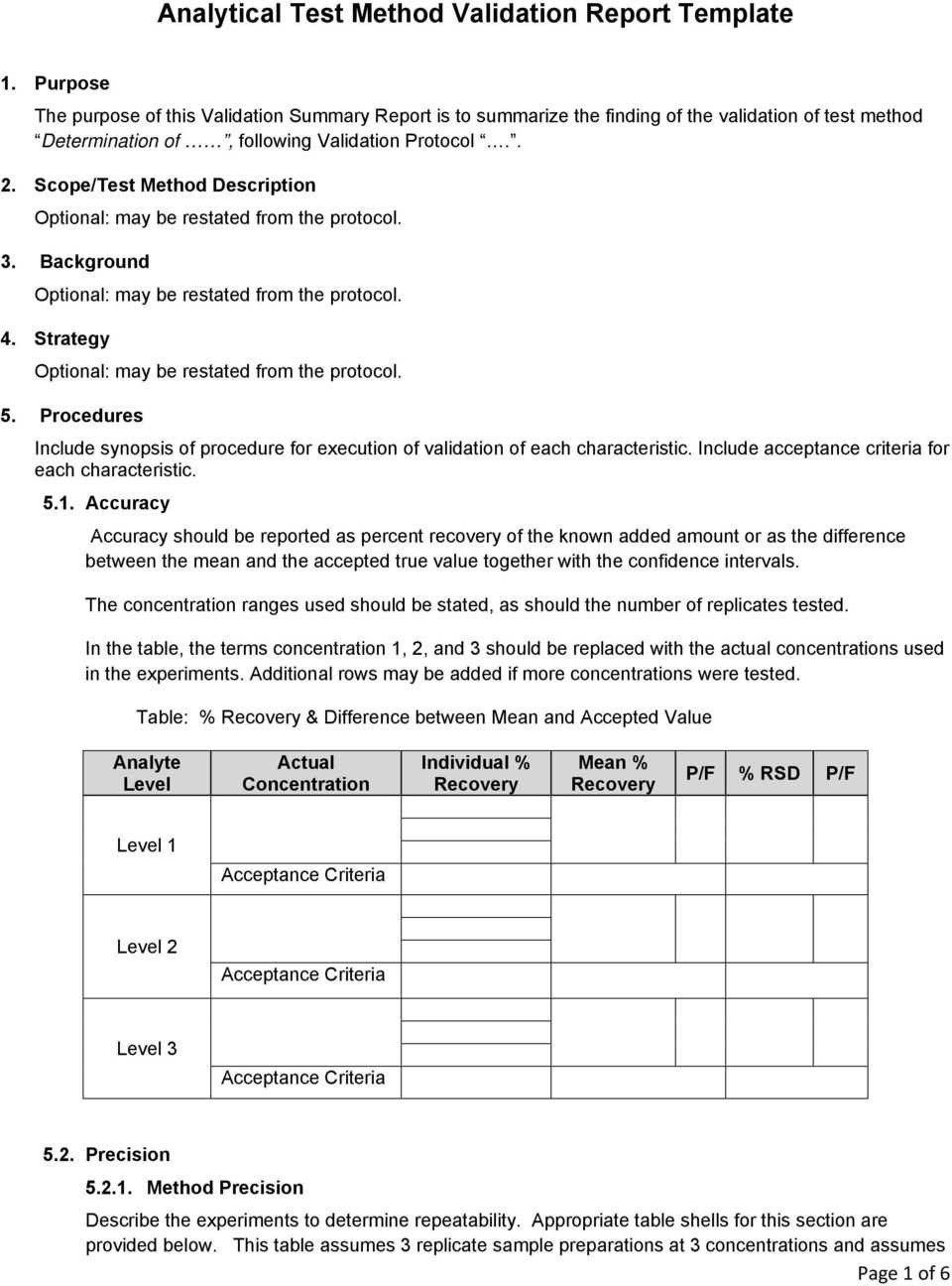Analytical Test Method Validation Report Template – Pdf Free In Analytical Report Template