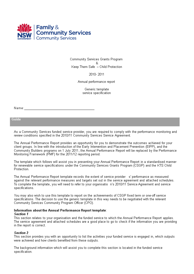 Annual Performance Report Word | Templates At With Regard To Service Review Report Template