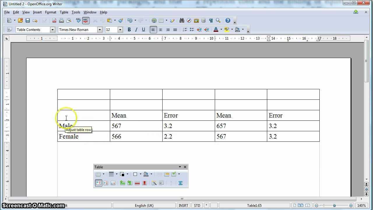 Apa Formatted Table In Open Office Regarding Apa Table Template Word