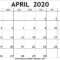 April 2020 Printable Calendar – Free Printable Calendar Intended For Blank Calender Template