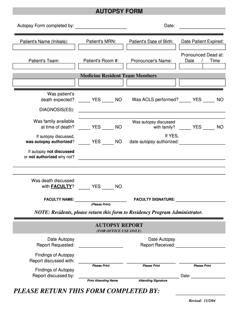 Autopsy Report Template - Fill Online, Printable, Fillable with Coroner's Report Template Autopsy Report Template – Fill Online, Printable, Fillable With Coroner's Report Template