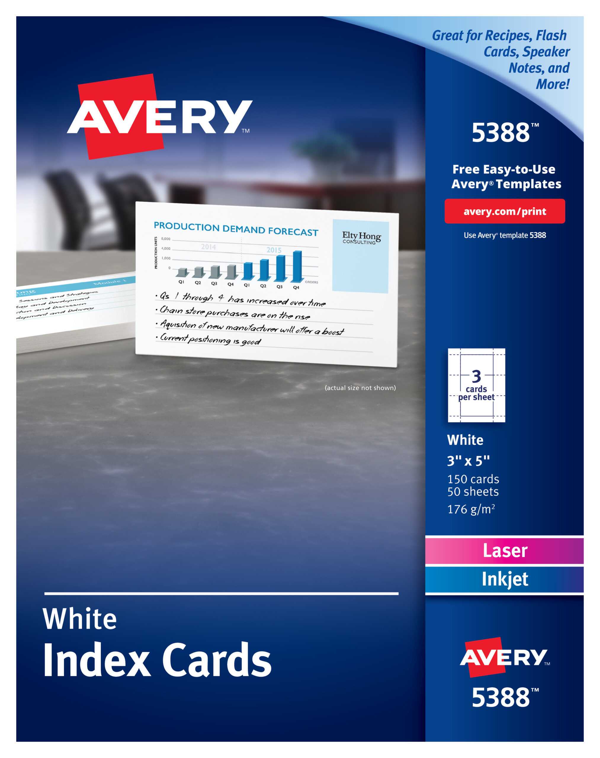 Avery Index Cards, Two Sided Printing, 3" X 5", 150 Cards (5388) –  Walmart Within 3X5 Blank Index Card Template