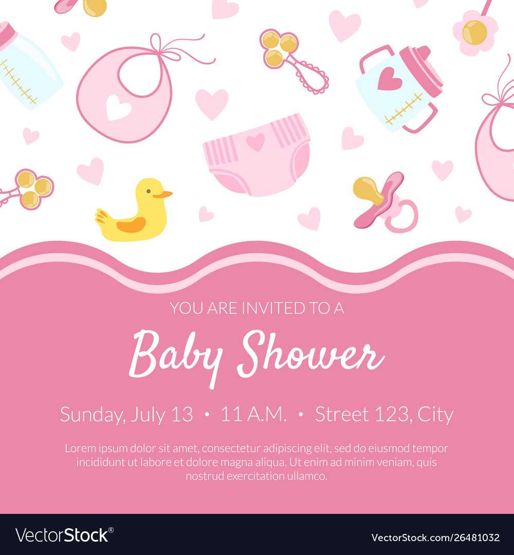 Bashower Invitation Banner Template Pink Card For Baby Shower Banner Template