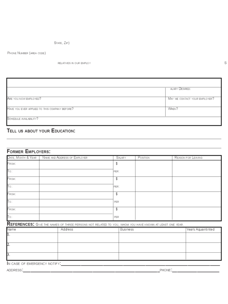 Basic Job Application Form – 5 Free Templates In Pdf, Word Intended For Employment Application Template Microsoft Word