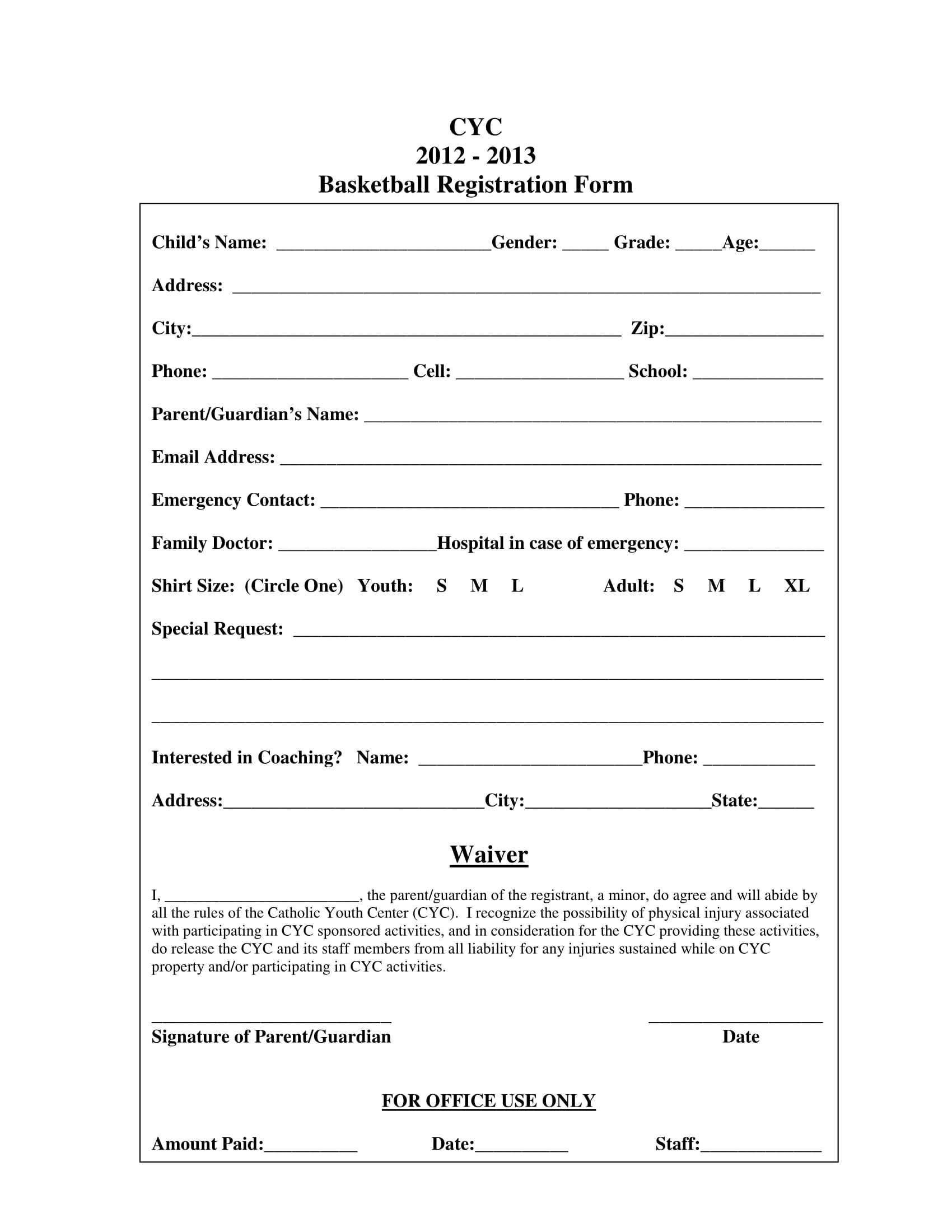 Basketball Registration Form Template Word - Dalep throughout School Registration Form Template Word Basketball Registration Form Template Word – Dalep Throughout School Registration Form Template Word