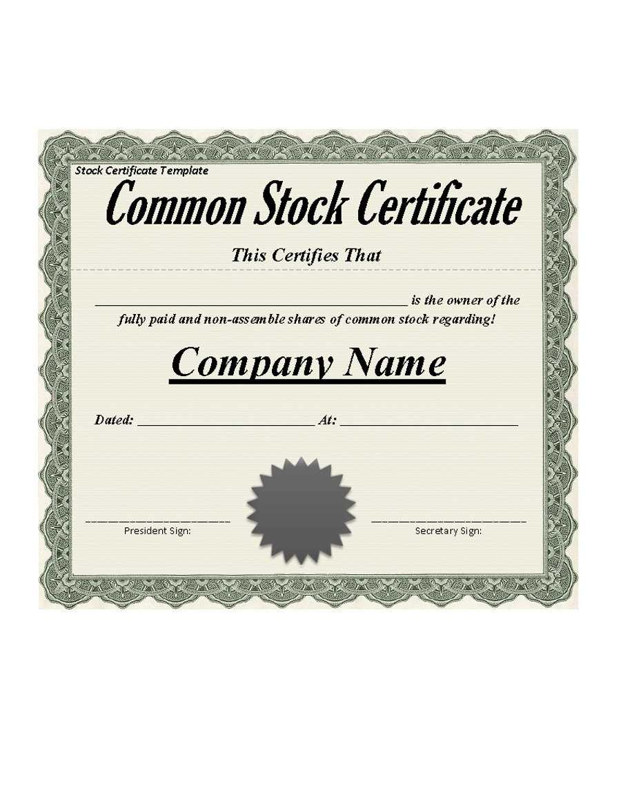Best 3+ Stock Certificate Template Format Excel - You Calendars With Blank Share Certificate Template Free