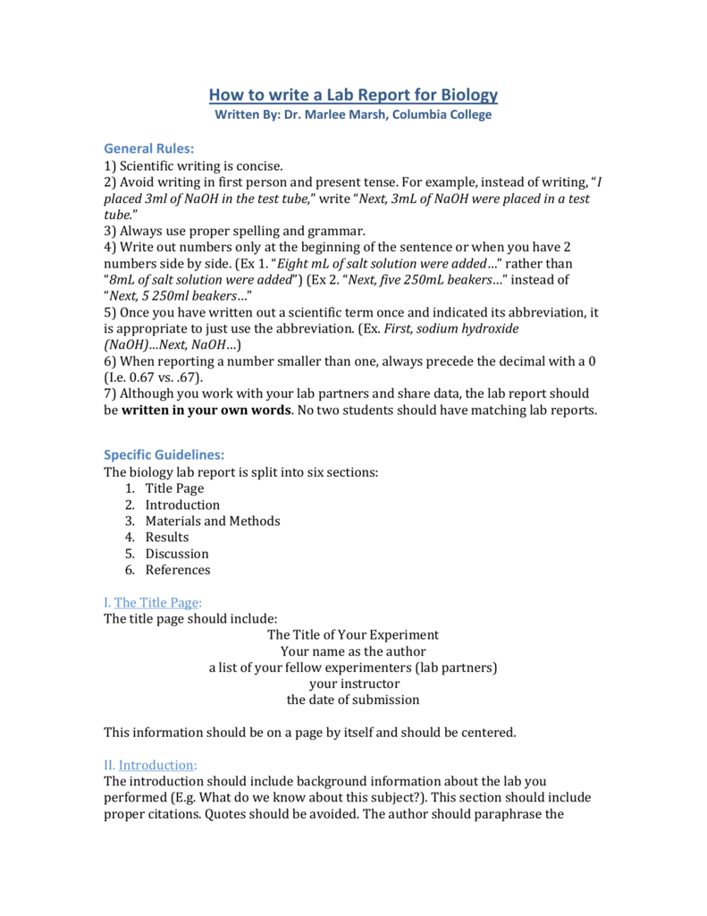Biology Lab Report Example College – Falep.midnightpig.co In Biology Lab Report Template