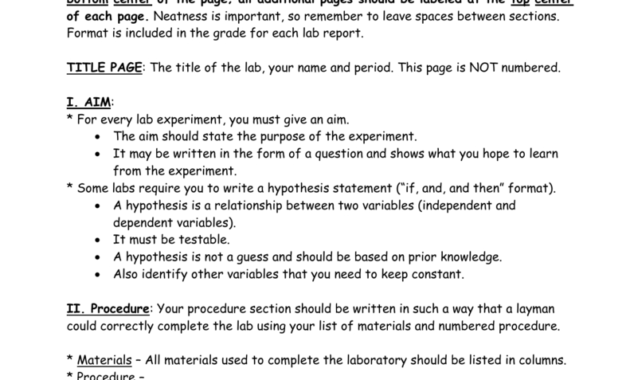 Biology Lab Report Format in Biology Lab Report Template