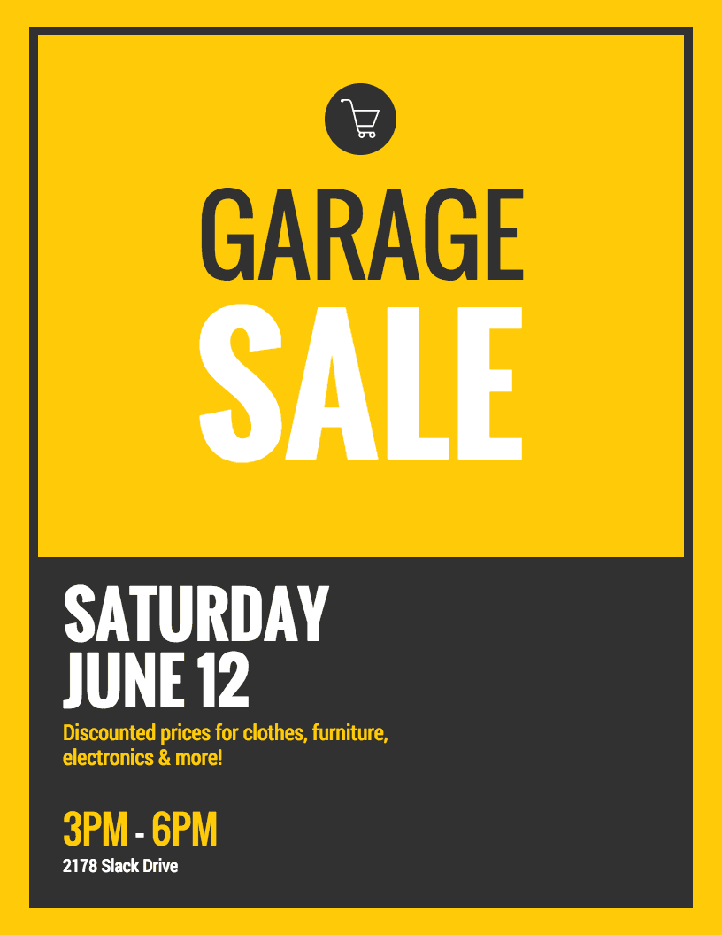 Black & Yellow Flat Event Poster Idea - Venngage Poster Examples in Garage Sale Flyer Template Word Black & Yellow Flat Event Poster Idea – Venngage Poster Examples In Garage Sale Flyer Template Word