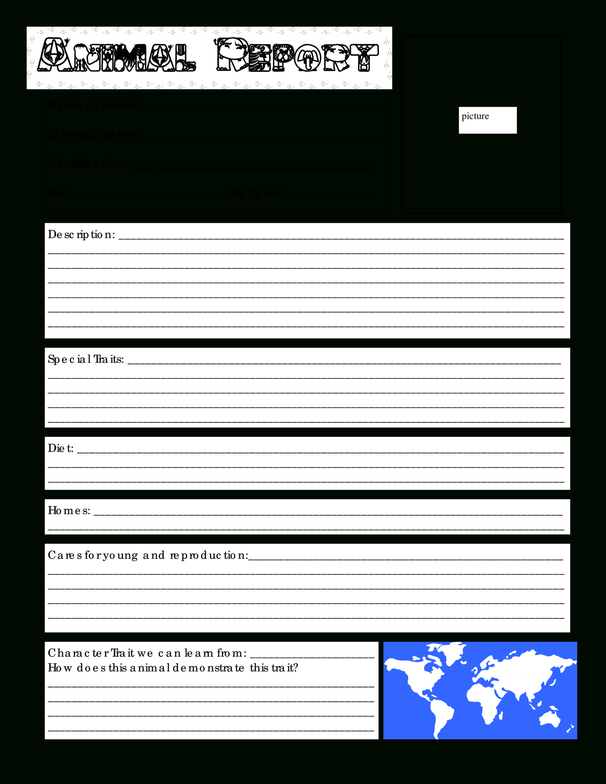 Blank Animal Report | Templates At Allbusinesstemplates Intended For Animal Report Template