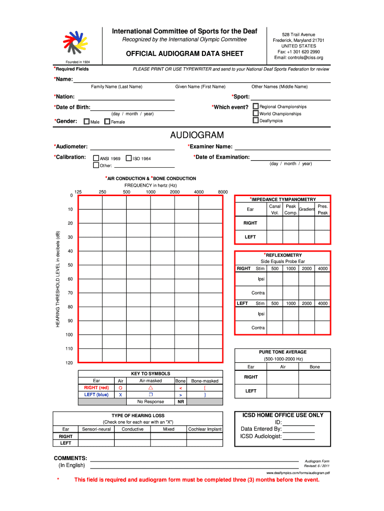 Blank Audiogram - Fill Online, Printable, Fillable, Blank With Blank Audiogram Template Download