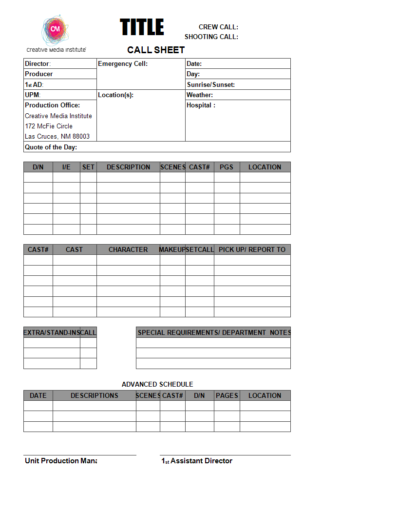 Blank Call Sheet | Templates At Allbusinesstemplates Pertaining To Blank Call Sheet Template