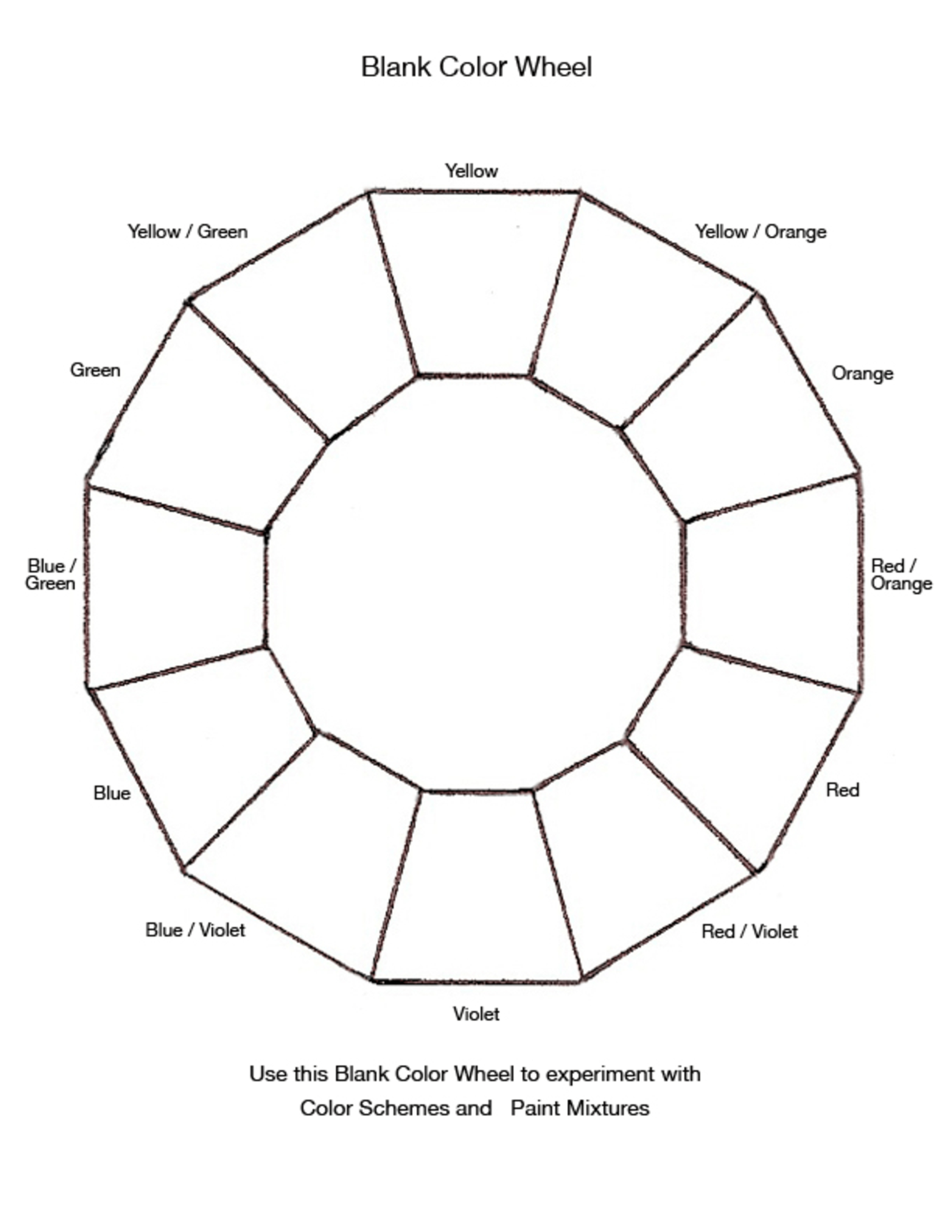 Blank Color Wheel Chart | Templates At Allbusinesstemplates In Wheel Of Life Template Blank
