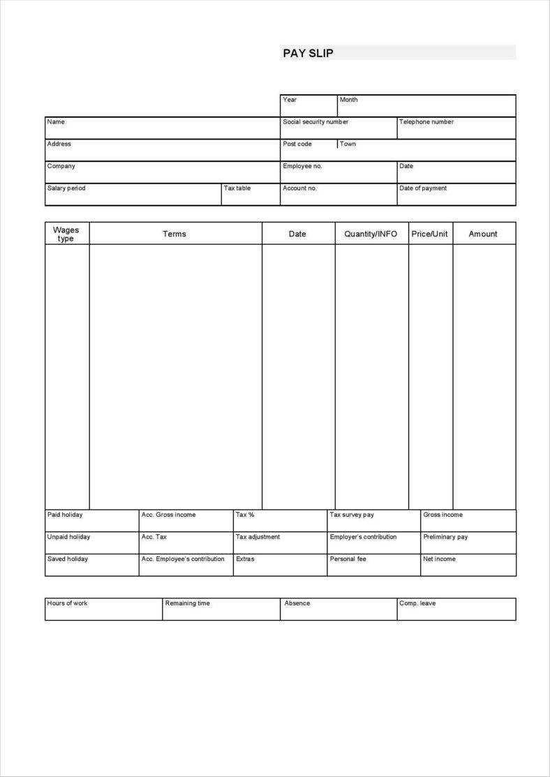 Blank Pay Stub Template - Dalep.midnightpig.co Throughout Blank Pay Stubs Template